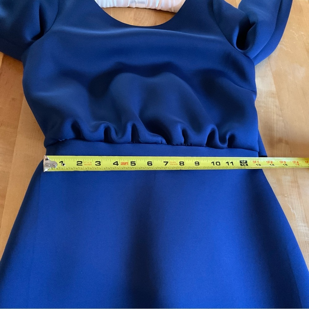 Royal Blue Badgley Mischka Mermaid Evening Gown Beaded Cuffs Bow Back Formal Sz4 - Picture 12 of 16